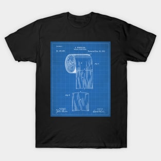 Toilet Paper Patent - Bathroom Art - Blueprint T-Shirt